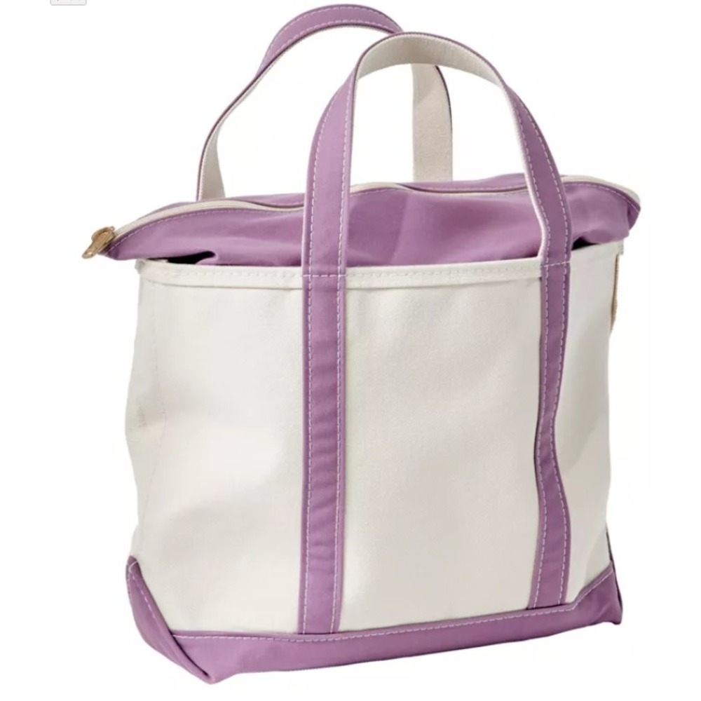 NEW NWT LLBean Boat Mauve "Hannah" Tote Long Handles with Zipper